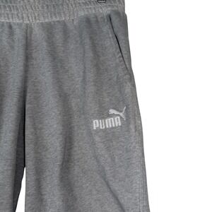 Puma Womens Joggers Sweatpants Gray Logo Elastic Waist Drawstring Size L